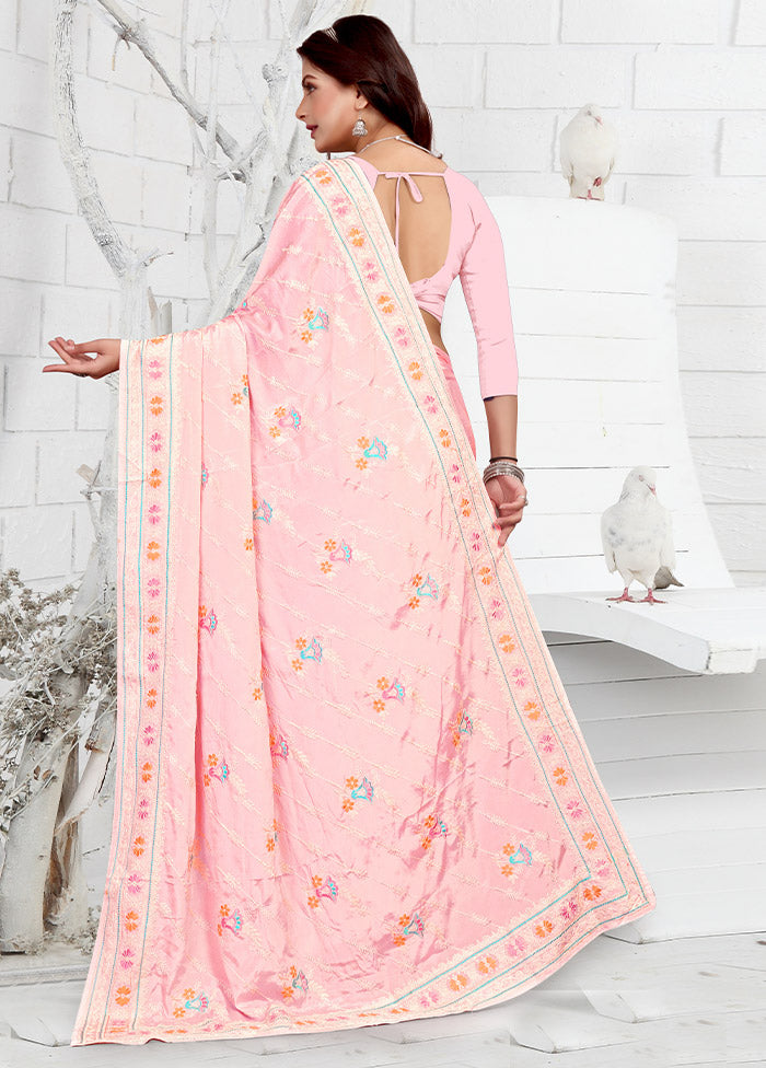 Pink Georgette Saree With Blouse Piece - Indian Silk House Agencies