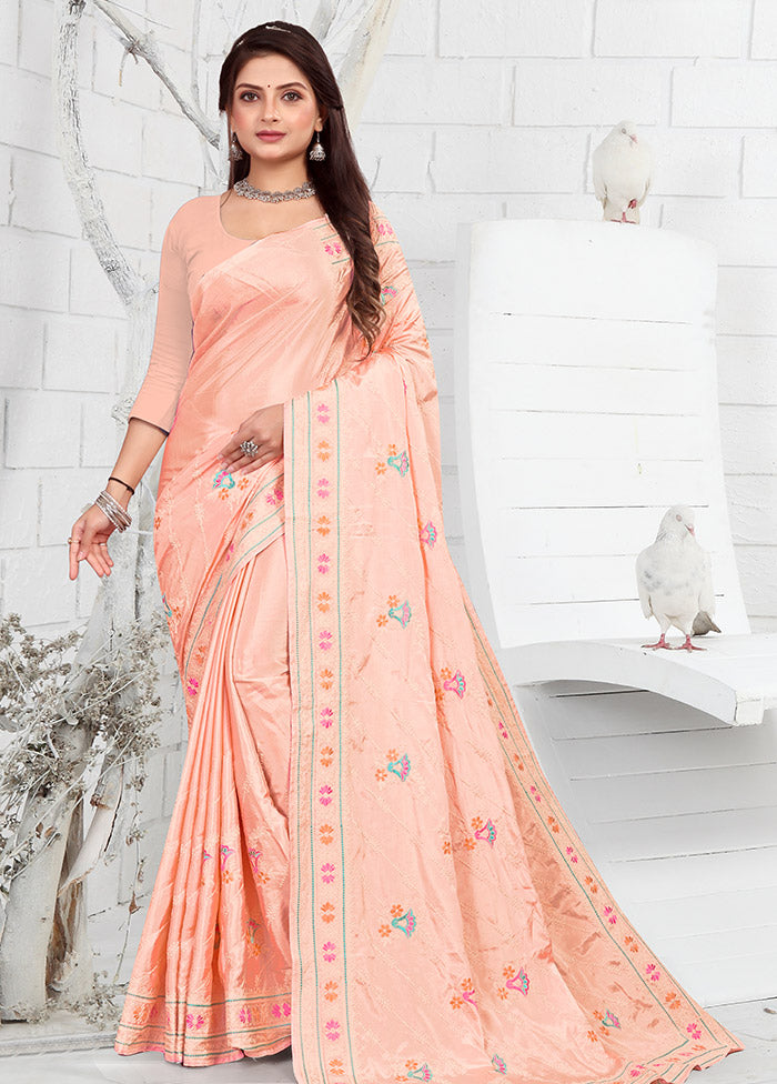 Peach Georgette Saree With Blouse Piece - Indian Silk House Agencies