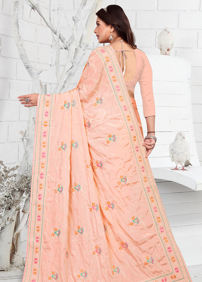 Peach Georgette Saree With Blouse Piece - Indian Silk House Agencies