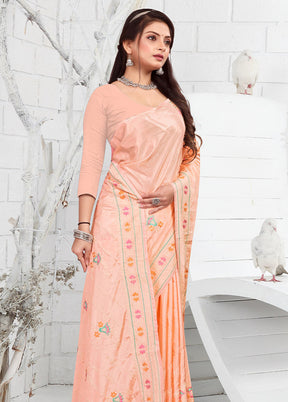 Peach Georgette Saree With Blouse Piece - Indian Silk House Agencies