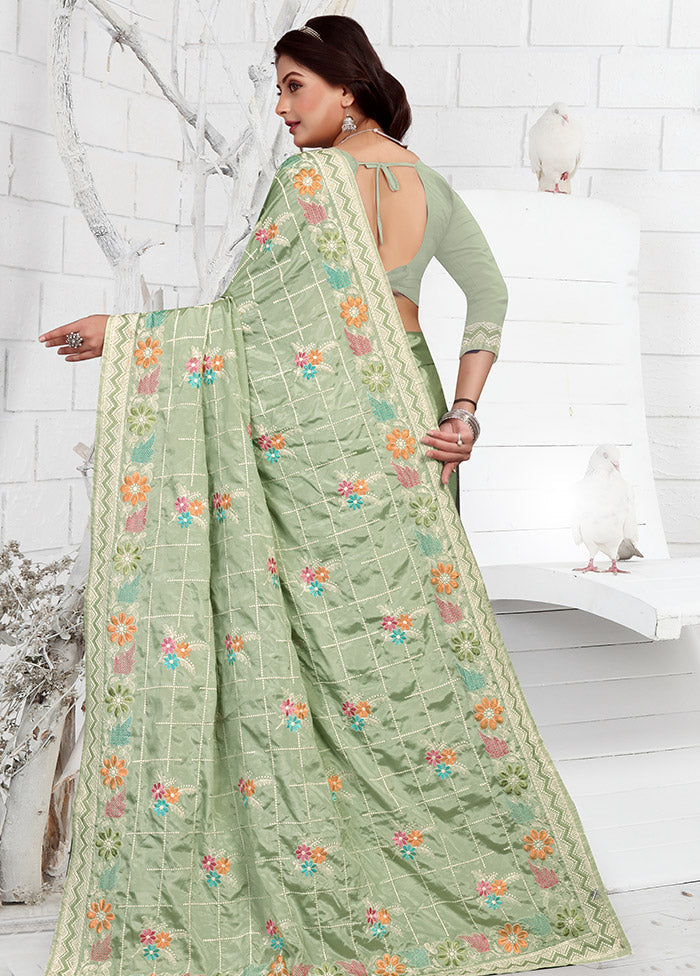 Green Georgette Saree With Blouse Piece - Indian Silk House Agencies