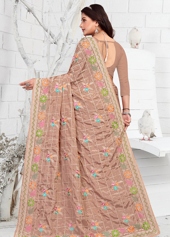 Brown Georgette Saree With Blouse Piece - Indian Silk House Agencies