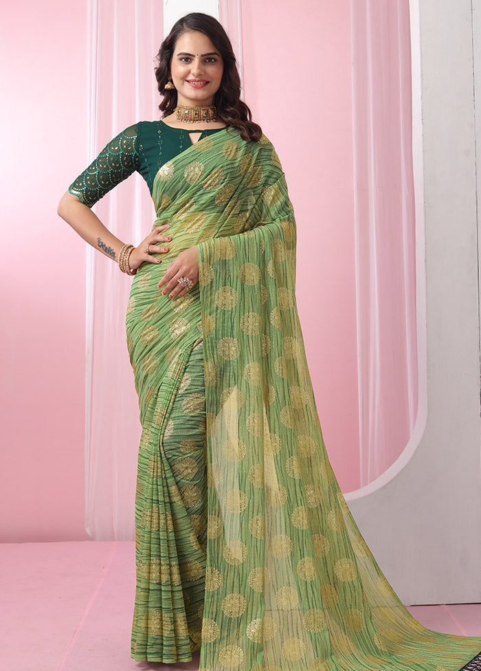 Green Georgette Saree With Blouse Piece - Indian Silk House Agencies