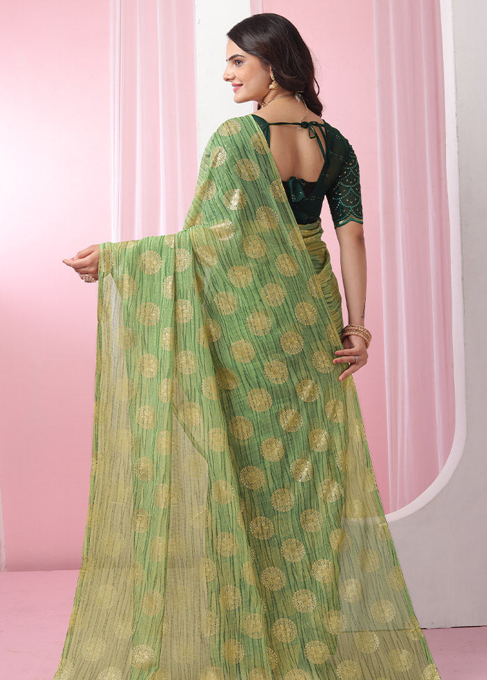 Green Georgette Saree With Blouse Piece - Indian Silk House Agencies