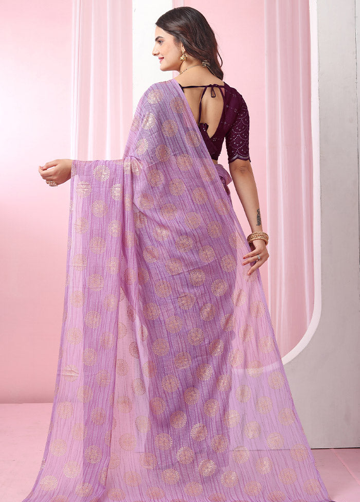 Lavender Georgette Saree With Blouse Piece - Indian Silk House Agencies