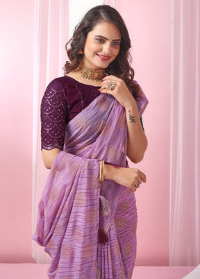 Lavender Georgette Saree With Blouse Piece - Indian Silk House Agencies