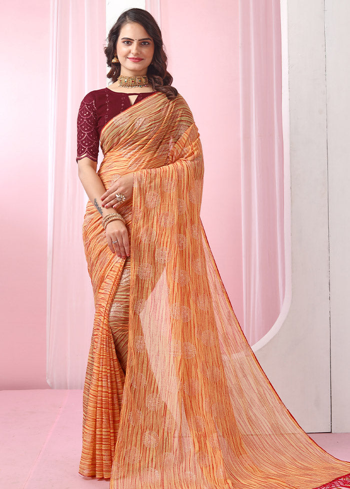 Mustard Georgette Saree With Blouse Piece - Indian Silk House Agencies