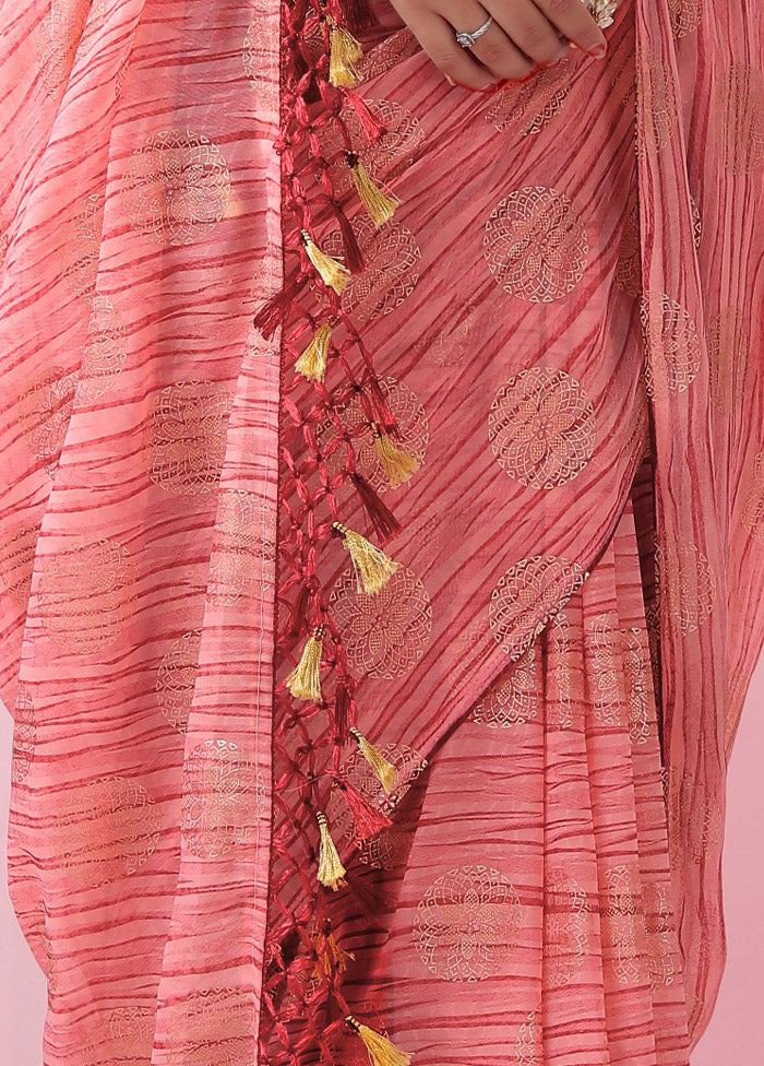 Peach Georgette Saree With Blouse Piece - Indian Silk House Agencies