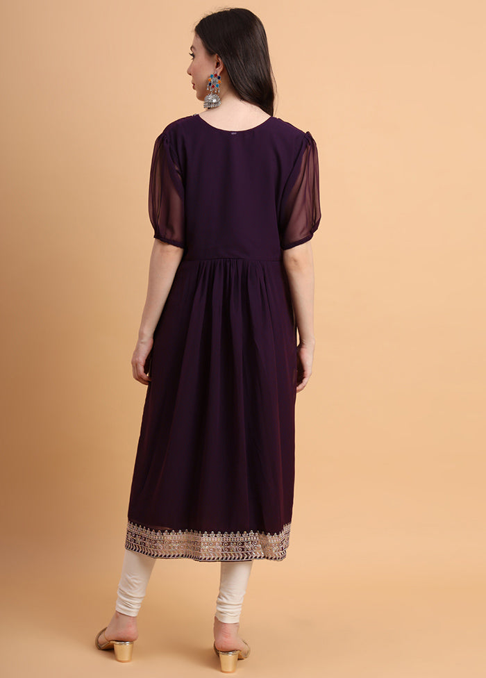 Wine Readymade Georgette Kurti