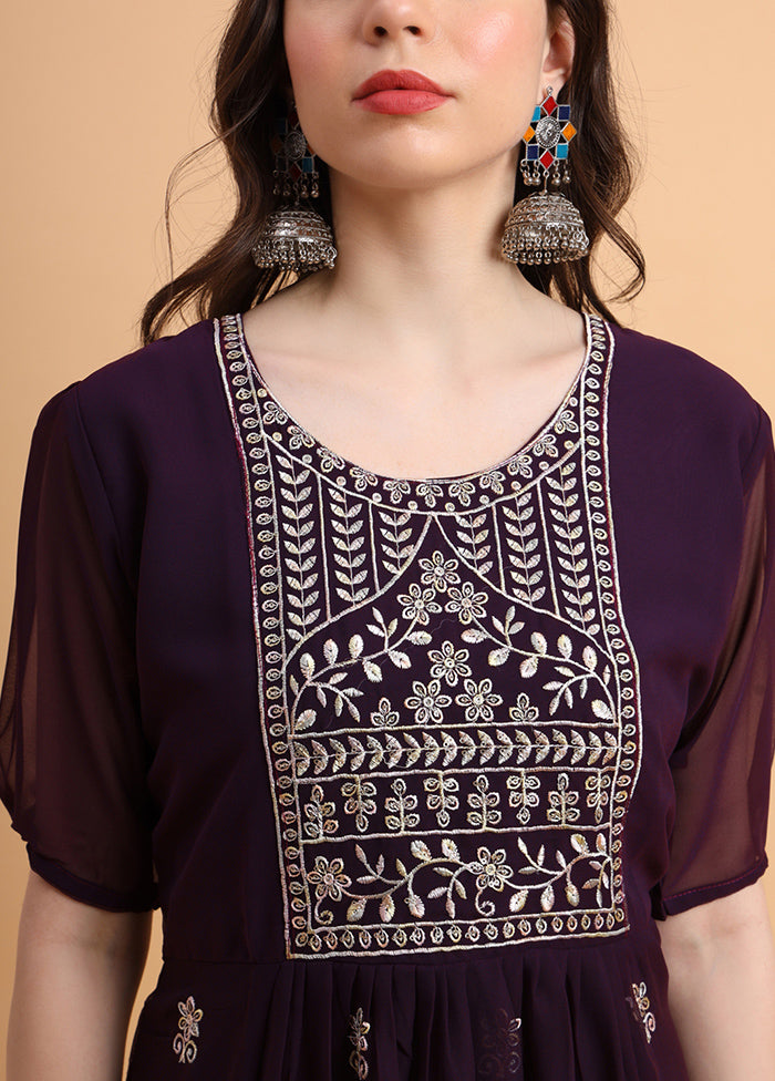 Wine Readymade Georgette Kurti