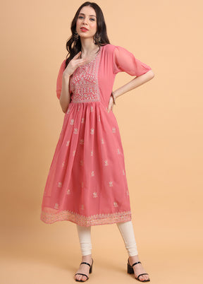 Pink Readymade Georgette Kurti