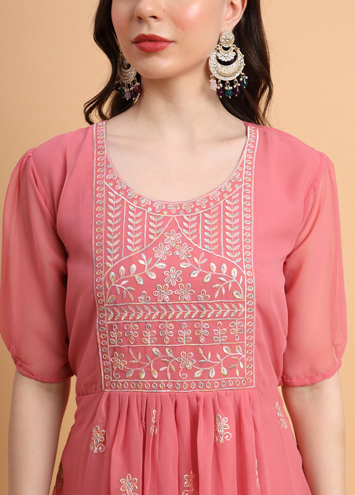 Pink Readymade Georgette Kurti - Indian Silk House Agencies