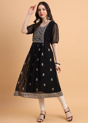 Black Readymade Georgette Kurti - Indian Silk House Agencies