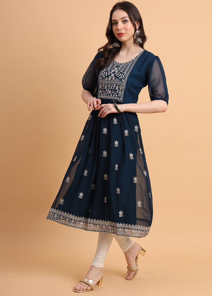 Navy Blue Readymade Georgette Kurti