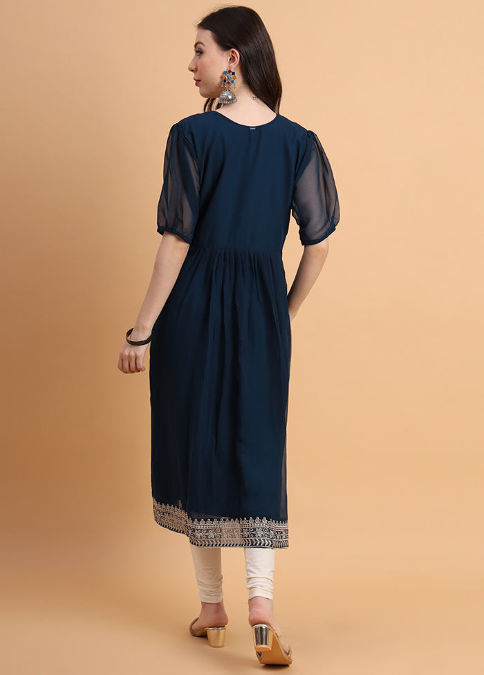 Navy Blue Readymade Georgette Kurti