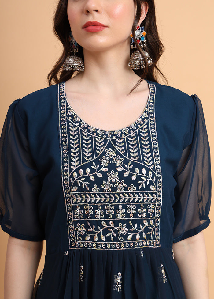 Navy Blue Readymade Georgette Kurti