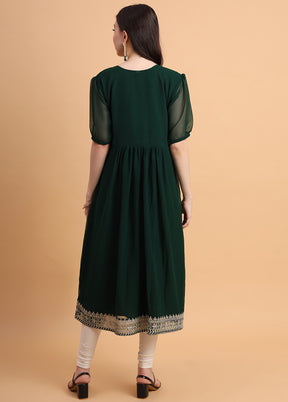 Green Readymade Georgette Kurti