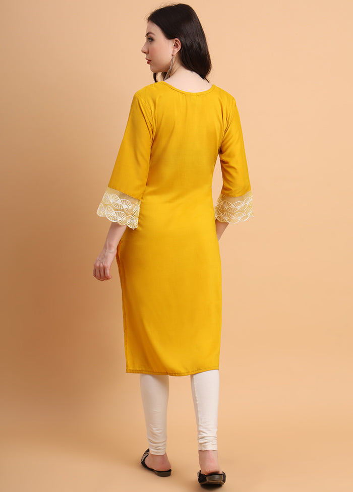 Yellow Readymade Silk Kurti