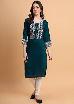 Teal Readymade Silk Kurti