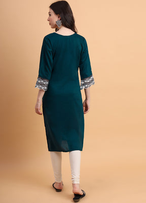 Teal Readymade Silk Kurti