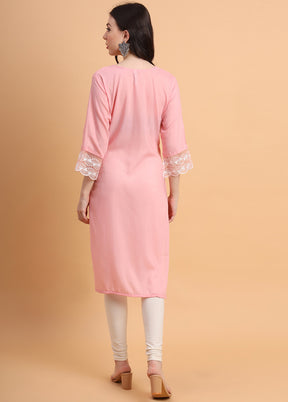 Pink Readymade Silk Kurti