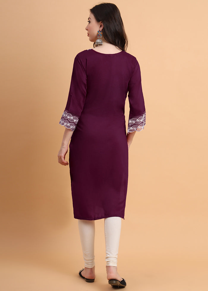 Wine Readymade Silk Kurti