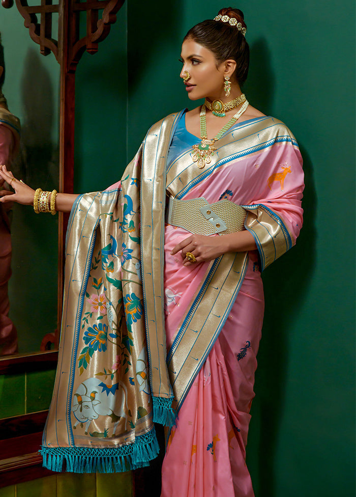 Baby Pink Dupion Silk Saree With Blouse Piece - Indian Silk House Agencies