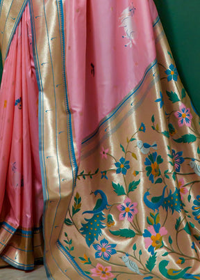 Baby Pink Dupion Silk Saree With Blouse Piece - Indian Silk House Agencies