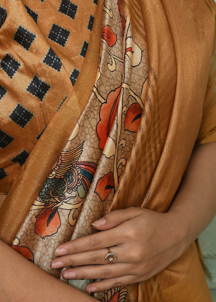 Beige Dupion Silk Saree With Blouse Piece - Indian Silk House Agencies