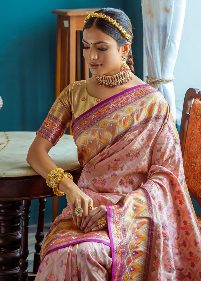 Baby Pink Dupion Silk Saree With Blouse Piece - Indian Silk House Agencies