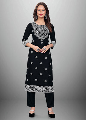 2 Pc Black Readymade Rayon Kurti Set - Indian Silk House Agencies
