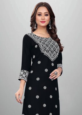2 Pc Black Readymade Rayon Kurti Set - Indian Silk House Agencies