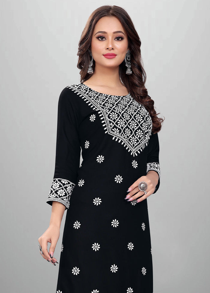 2 Pc Black Readymade Rayon Kurti Set - Indian Silk House Agencies