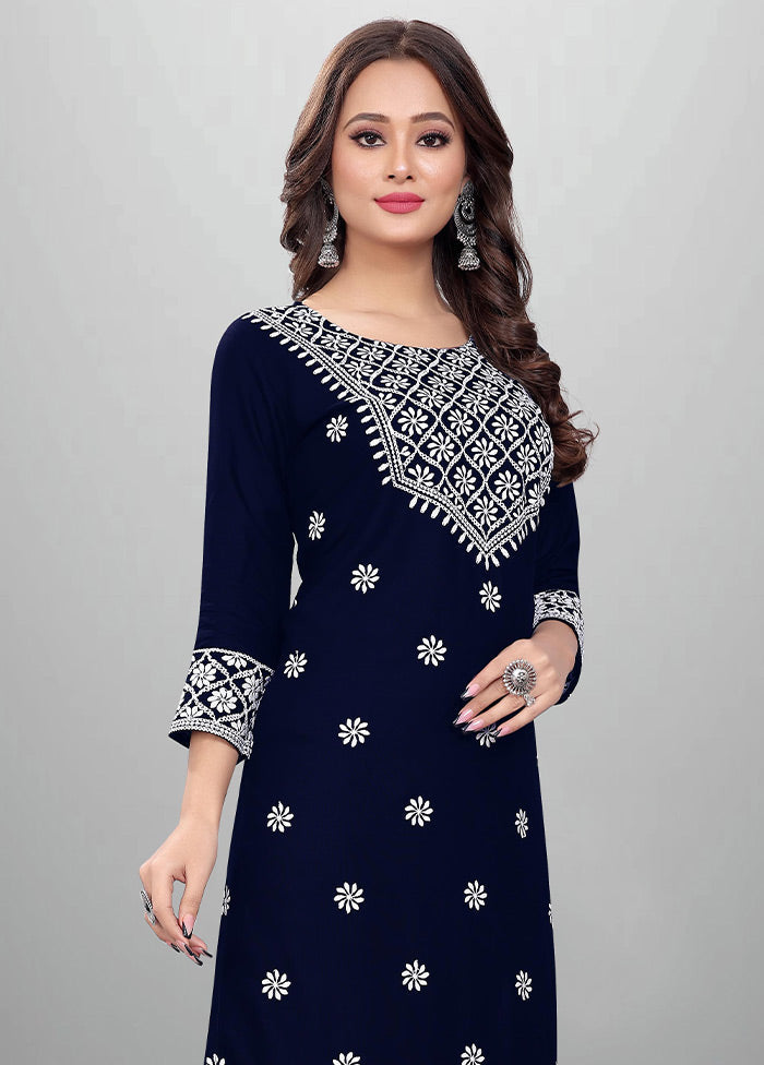 2 Pc Blue Readymade Rayon Kurti Set - Indian Silk House Agencies