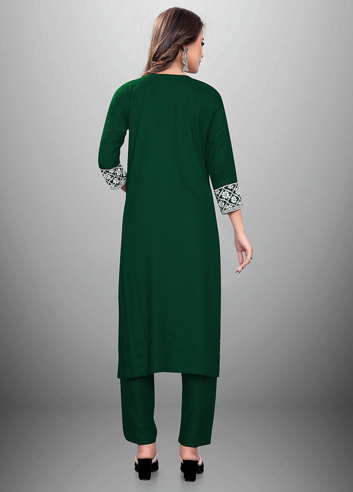 2 Pc Green Readymade Rayon Kurti Set - Indian Silk House Agencies