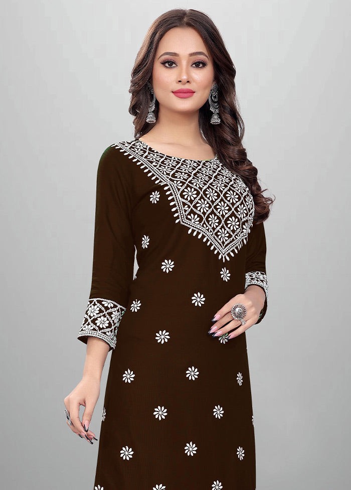 2 Pc Brown Readymade Rayon Kurti Set - Indian Silk House Agencies