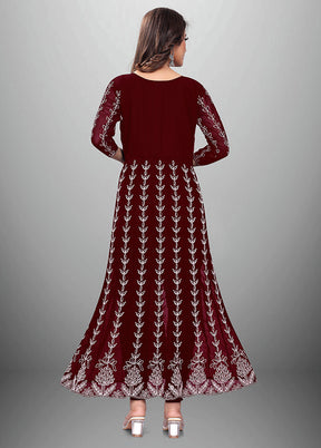Maroon Readymade Georgette Chikankari Kurti