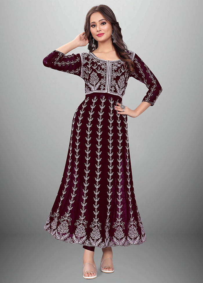 Wine Readymade Georgette Kurti