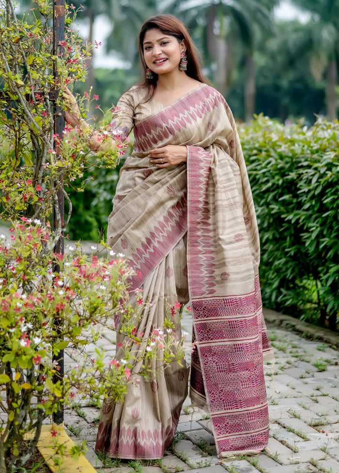 Wine Spun Silk Saree With Blouse Piece - Indian Silk House Agencies