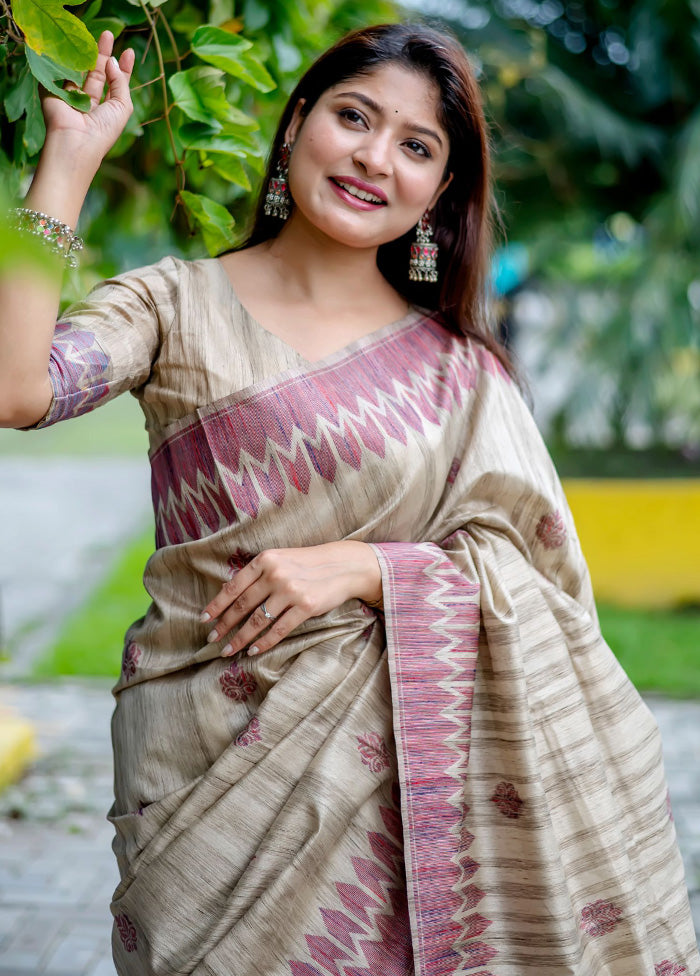 Wine Spun Silk Saree With Blouse Piece - Indian Silk House Agencies