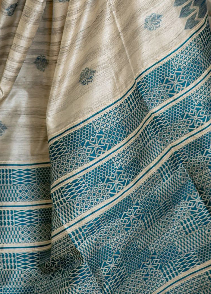 Blue Spun Silk Saree With Blouse Piece - Indian Silk House Agencies