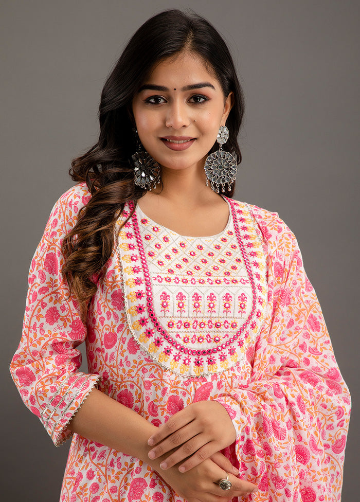 3 Pc Pink Readymade Cotton Suit Set - Indian Silk House Agencies