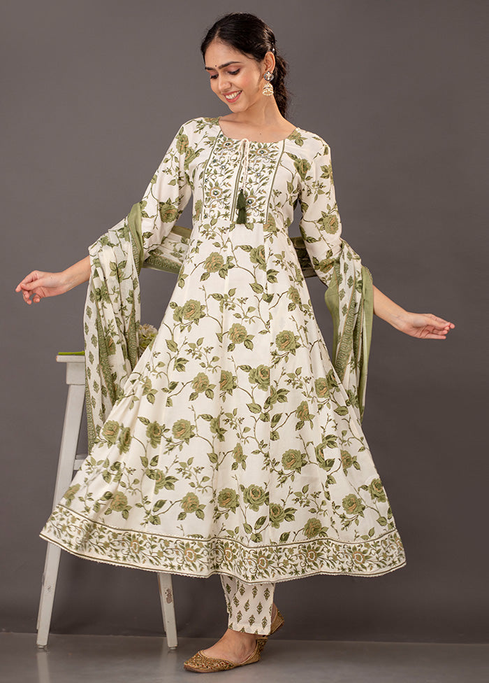 3 Pc Green Readymade Cotton Suit Set - Indian Silk House Agencies
