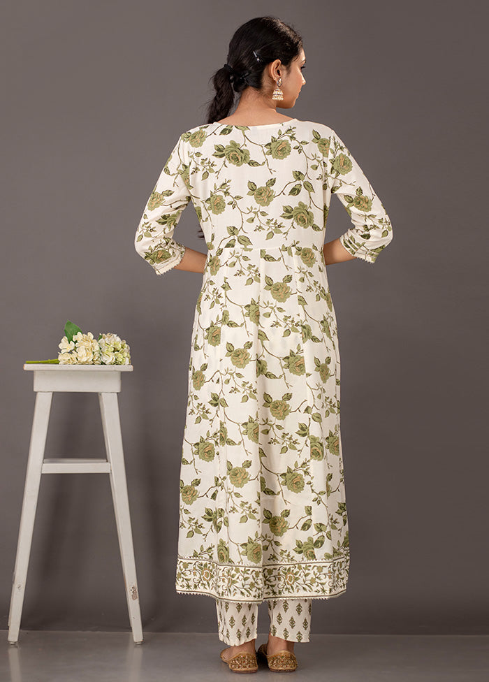 3 Pc Green Readymade Cotton Suit Set - Indian Silk House Agencies