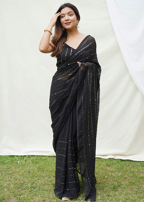 Black Georgette Saree With Blouse Piece - Indian Silk House Agencies