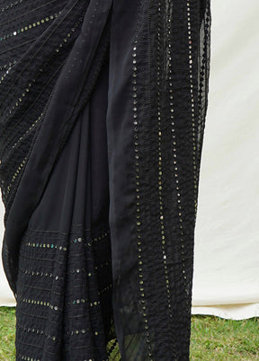 Black Georgette Saree With Blouse Piece - Indian Silk House Agencies