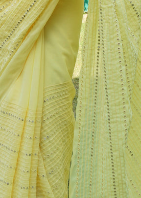 Yellow Georgette Saree With Blouse Piece - Indian Silk House Agencies