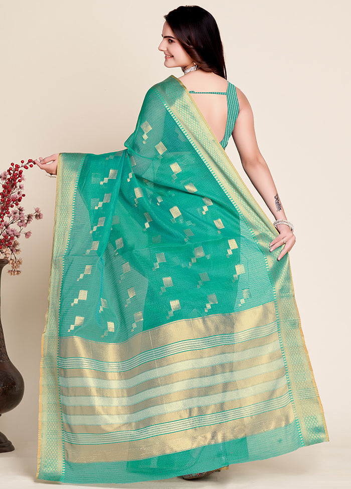 Sea Green Dupion Silk Saree With Blouse Piece - Indian Silk House Agencies