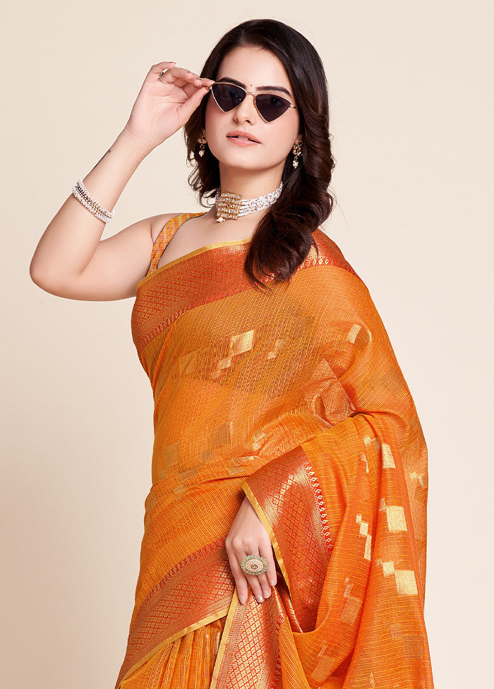 Yellow Dupion Silk Saree With Blouse Piece - Indian Silk House Agencies