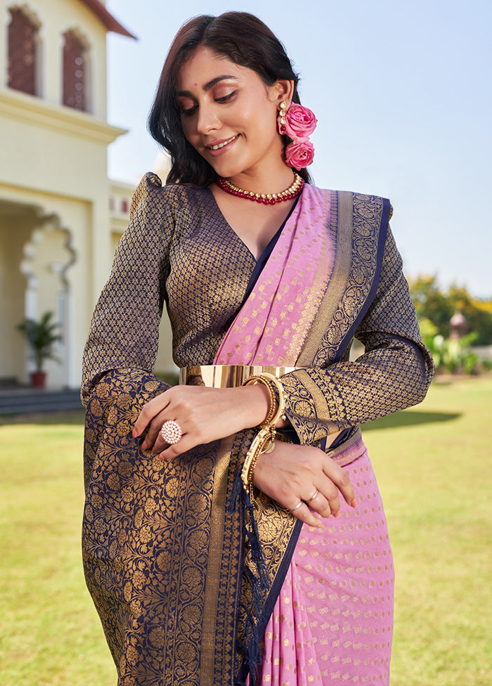 Pink Georgette Saree With Blouse Piece - Indian Silk House Agencies